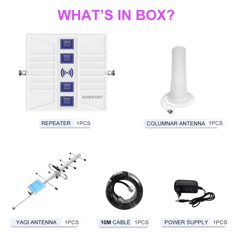 AMPLIFICADOR DE SEÑAL MOVIL 4 BANDAS, 2G, 3G, 4G, LTE