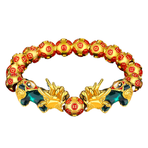 [GUOCHAO RED12MM] PULSERA PIXIU [TAI CHI - GUOCHAO RED TYRANT GOLD] 12MM