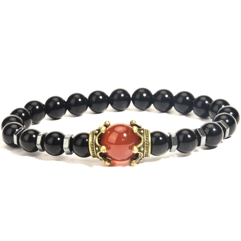 [AGATA-ROJA-NEGRA] PULSERA PAREJA ÁGATA ROJA NEGRA BRILLANTE