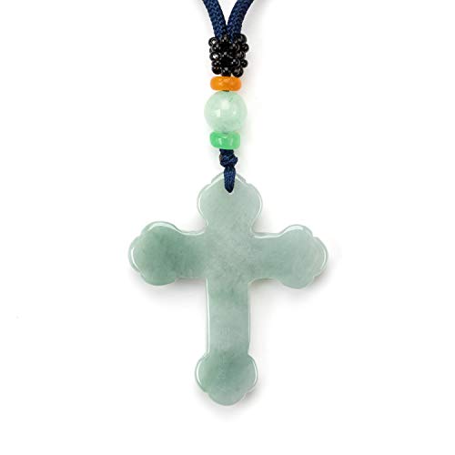 [JADE-CRUZ] LLAVERO COLGANTE CRUZ DE JADE Y PIEDRAS PRECIOSAS