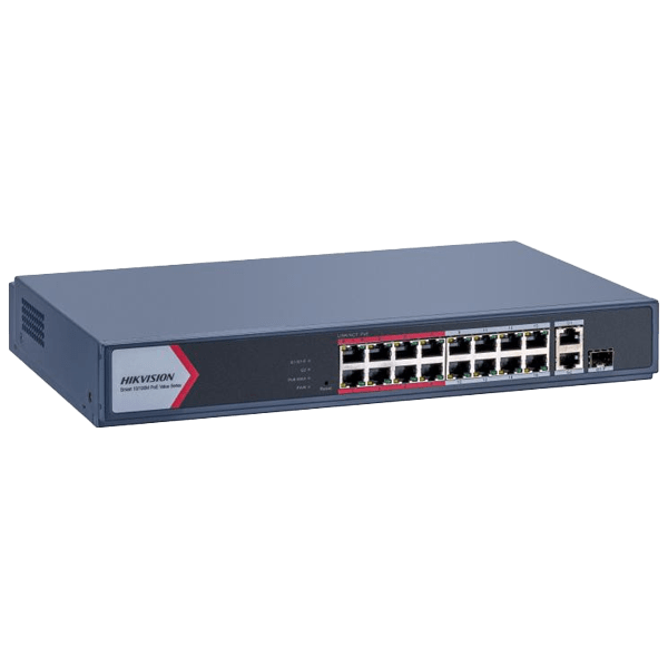 [DS-3E1318P-EI/M] HIKVISION SWITCH POE - 16 PUERTOS POE 10/100 / 2 PUERTOS GIGABIT COMBO 130W DS-3E1318P-EI/M